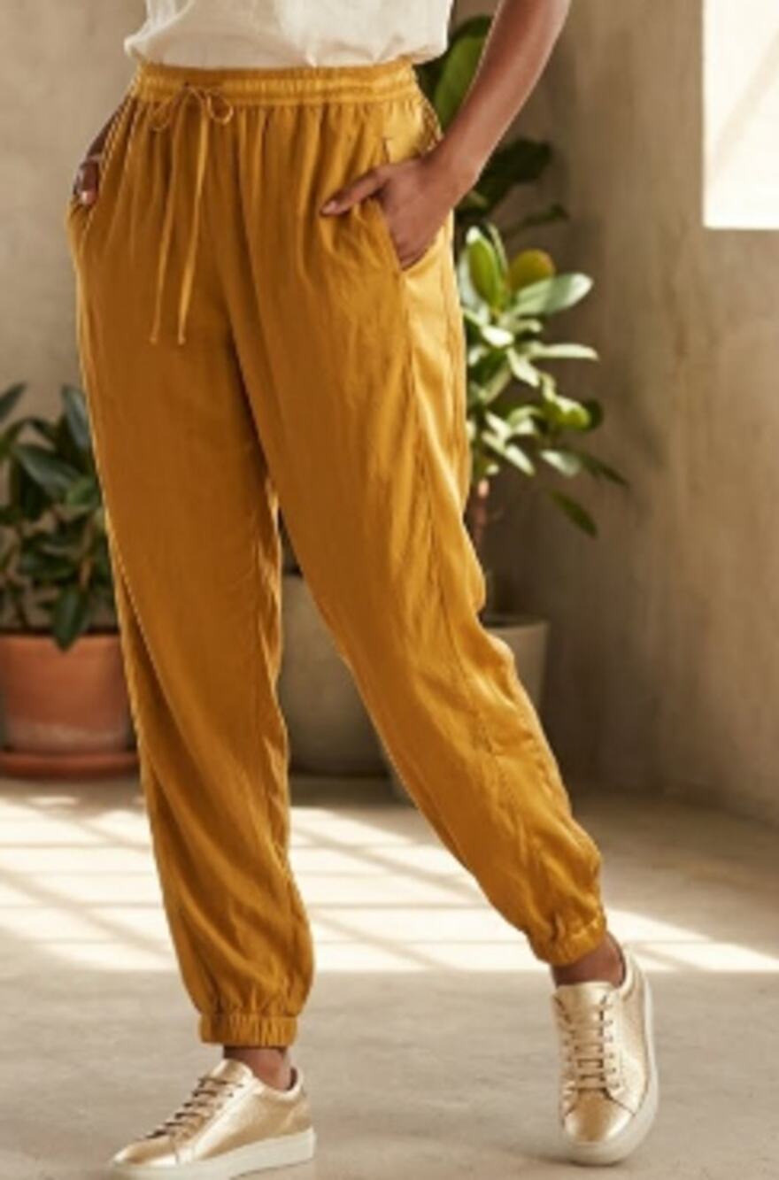 Hard Tail Forever Mustard Satin Joggers sz L